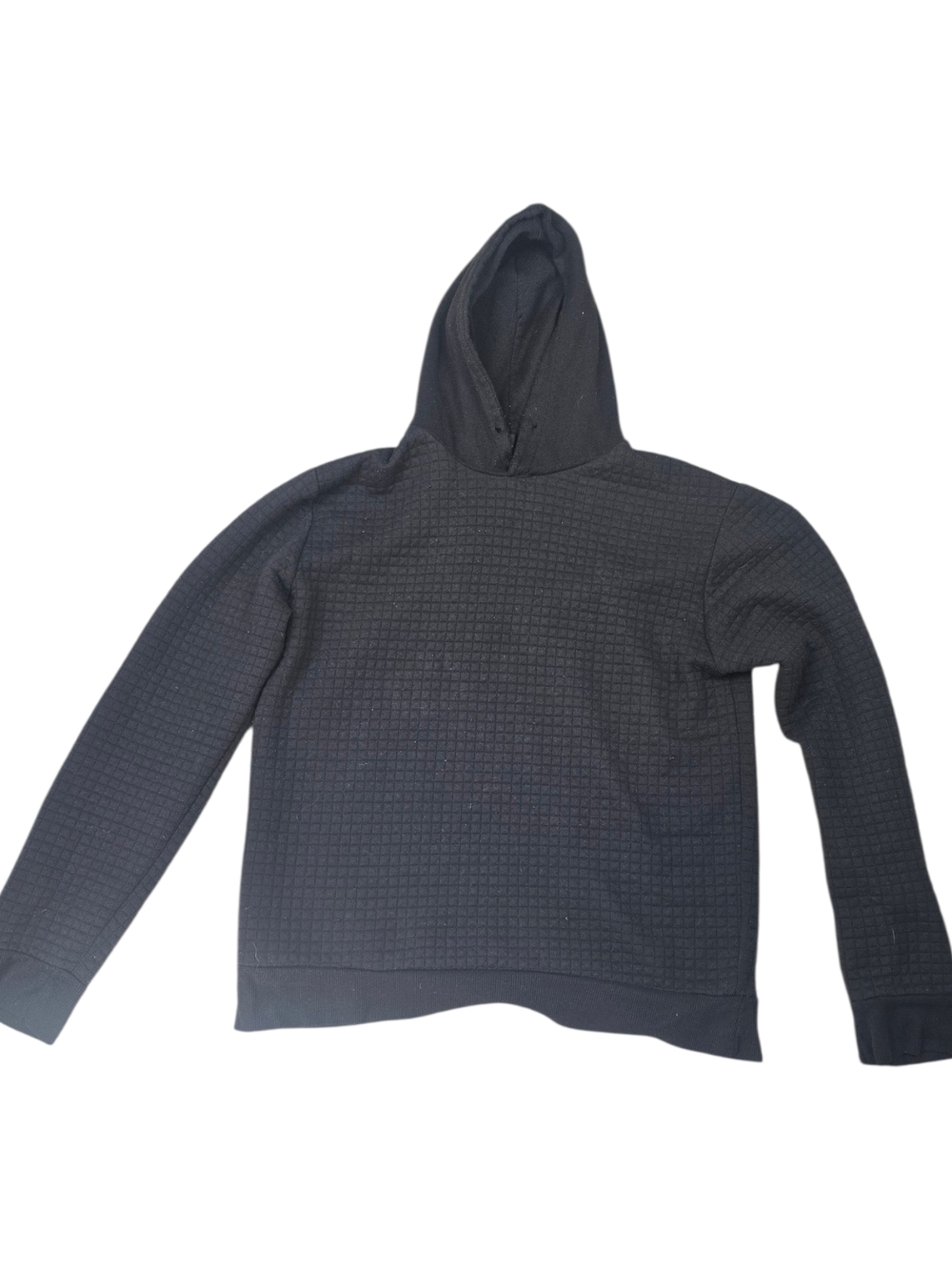 Black Textured Hooded Sweatshirt